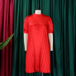 Plus Size Women's Summer Fashion Loose Casual Lace-Up Pleated Dress 21 Plus Size Women's Summer Fashion Loose Casual Lace-Up Pleated Dress -Women Fashion Shop 68157f6b1f390030