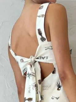 Bow Lace-Up Summer Women's Printed Strap Casual Long Dress -Women Fashion Shop 682e7d1f8243f7a8