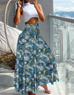 Summer Fashion High Waist Printed Women's Long Skirts 24 Summer Fashion High Waist Printed Women's Long Skirts -Women Fashion Shop 687eb887ab3bc467