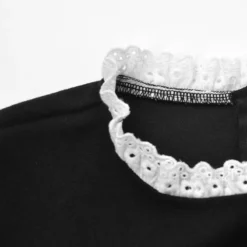 Chic Slim Contrast Color Ruffle Edge Long Sleeve A-Line Black Dress -Women Fashion Shop 68eeb9b7fc95d869