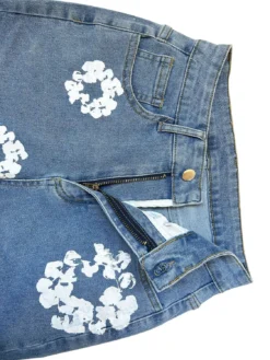 Women's Fashion Stretch Denim Fabric Flower Print Denim Trousers -Women Fashion Shop 69b848823071a292