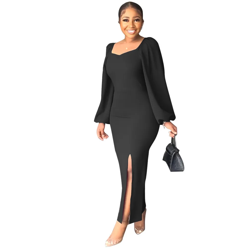 Women Fit Sexy Backless Long Sleeve Slit Dress 9 Women Fit Sexy Backless Long Sleeve Slit Dress - Image 7