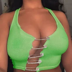 Summer Sleeveless Sexy Cropped Top Halter Neck Style Pin Button Cropped Tank Top Sweet Girl Top 31 Summer Sleeveless Sexy Cropped Top Halter Neck Style Pin Button Cropped Tank Top Sweet Girl Top -Women Fashion Shop 6a5b9fc14233a823