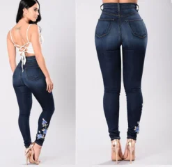 Denim Pants Embroidered Stretch Pencil Pants High Waist Trousers Women Jeans -Women Fashion Shop 6a8a2bf8ee222c0e