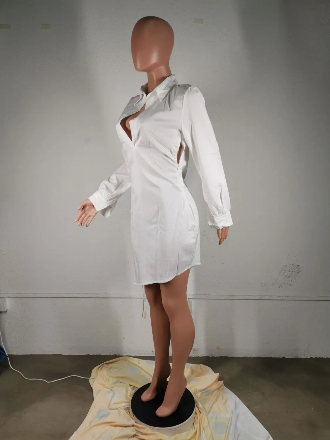 Ladies Solid Deep V Shirt Dress 14 Ladies Solid Deep V Shirt Dress - Image 12