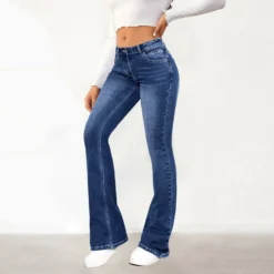 Spring Trendy Jeans Women's Washed Slim Fit Bootcut Denim Pants -Women Fashion Shop 6a9f9d71c425aa43