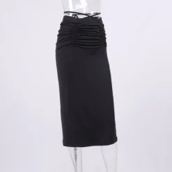 Women'S Fall/Winter Pleated Lace Up Tight Fitting Bodycon Long Skirt -Women Fashion Shop 6ae15f1b5793a42b