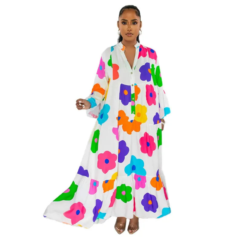 Women Floral Print Loose Long Dress 5 Women Floral Print Loose Long Dress - Image 3