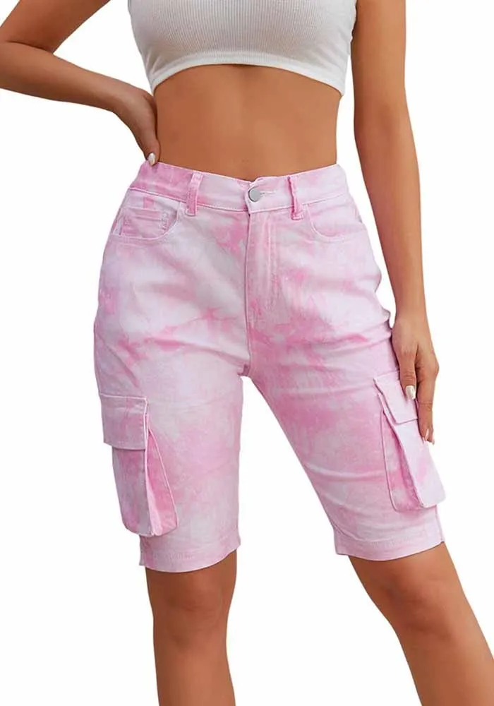 Women's Stretch Fashion Denim Shorts Washed Pocket Knee-Length Jeans 9 Women's Stretch Fashion Denim Shorts Washed Pocket Knee-Length Jeans - Image 7