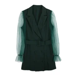 Spring Sexy See-Through Mesh Long Sleeve Double Breasted Slim Waist Chic Women Blazer Dress -Women Fashion Shop 6c83a1754a198145