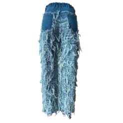 Women Raw Edge Fringe Stretch Denim Pants -Women Fashion Shop 6d5887be5d318d78