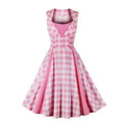 Women's Slim Waist Patchwork Sleeveless Pink Plaid Vintage A-Line Swing Dress 22 Women's Slim Waist Patchwork Sleeveless Pink Plaid Vintage A-Line Swing Dress -Women Fashion Shop 7190cf5f6f3b9bb5