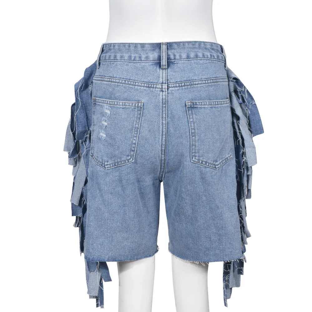 Summer Women's High Waist Ripped Wash Style Hole Tassel Short Shorts 4 Summer Women's High Waist Ripped Wash Style Hole Tassel Short Shorts - Image 2