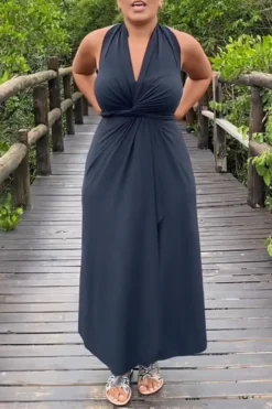 Sexy Solid Color Irregular One Piece Multi-Way Lace-Up Maxi Dress -Women Fashion Shop 73c11326d07ecbe8