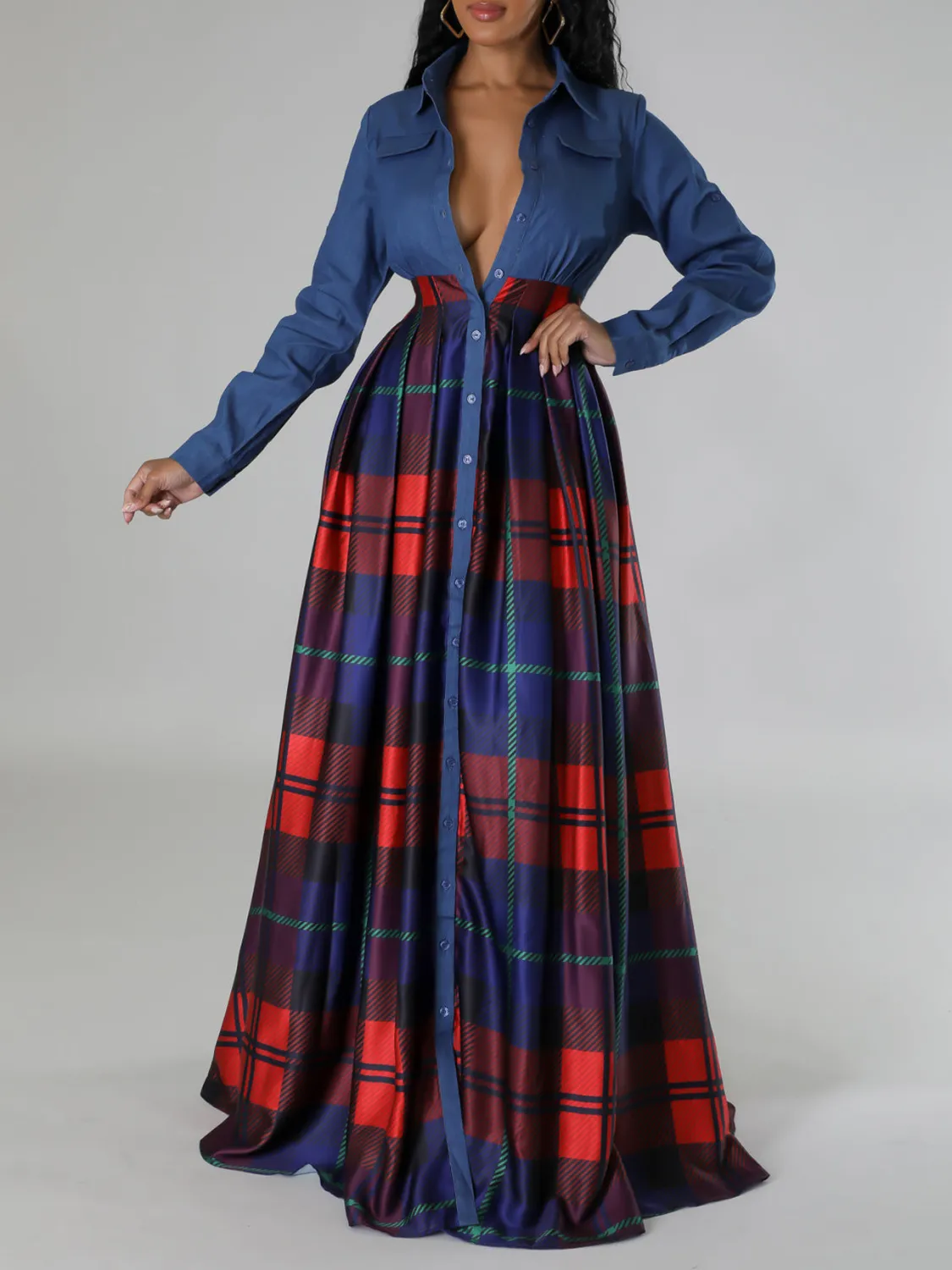 Women Casual Printed Turndown Collar Shirt Dress 6 Women Casual Printed Turndown Collar Shirt Dress - Image 4