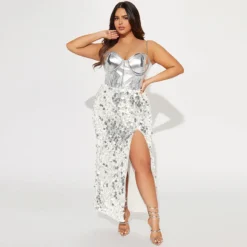 Sexy Women's Slit Sequined Long Skirt -Women Fashion Shop 7418244cd7b091e4