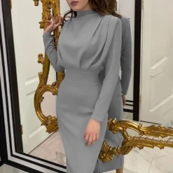 Women Fall Trendy Solid Long Sleeve Dress -Women Fashion Shop 749ab5456f01a760