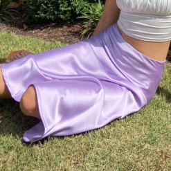 Spring Summer Satin Purple Maxi High Waist Bodycon Long Skirt -Women Fashion Shop 74fd4ec39b229180