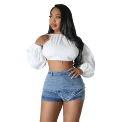 Casual Stretch Shorts Fashionable Front And Back Versatile Denim Pants Short Cargo Pants -Women Fashion Shop 756e24da02030e99