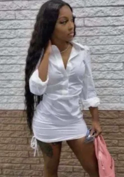 Ladies Solid Deep V Shirt Dress 22 Ladies Solid Deep V Shirt Dress -Women Fashion Shop 764690ca3722ce8f