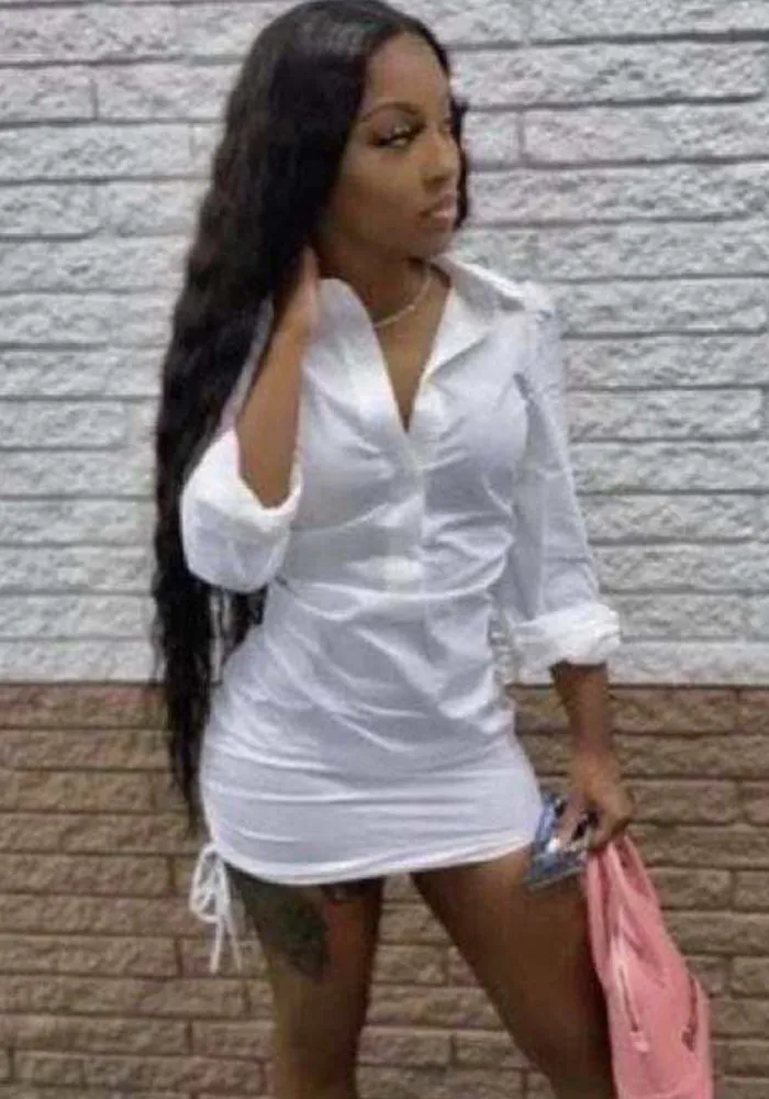 Ladies Solid Deep V Shirt Dress 7 Ladies Solid Deep V Shirt Dress - Image 5