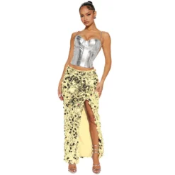 Sexy Women's Slit Sequined Long Skirt -Women Fashion Shop 76865bff2ccff1de
