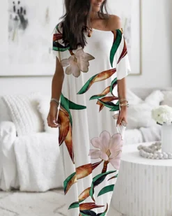 Women's Summer Positioning Print Long Shirt Dress -Women Fashion Shop 768c0aee51a8472d