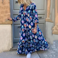 Plus Size Loose Fashion Print Plus Size Women's Autumn And Winter Dress -Women Fashion Shop 7777e0c895ff0e9e