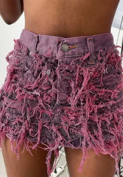 Women's Summer Bright Tassel Tight Fitting Non-Stretch Denim Skirt -Women Fashion Shop 777e22c338266181