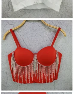 Women Rhinestone Tassel Chain Strap Bra Tank Crop Top -Women Fashion Shop 78c33c19e0fd419c