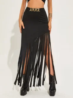 Dark Fringed Punk Style Sexy Tassel Skirt -Women Fashion Shop 78f5befd868e2772