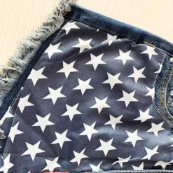 Women American Flag Ripped Tassel Denim Shorts -Women Fashion Shop 7912b2e0a60adf05