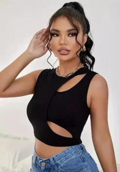 Women Summer Solid Small Vest Hollow Sexy Top -Women Fashion Shop 7950c18fb55ddb47