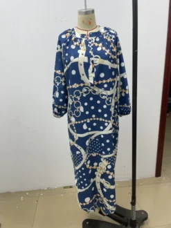 Women Printed V-Neck Long Sleeve Long Dress -Women Fashion Shop 79ddd2151f110fef