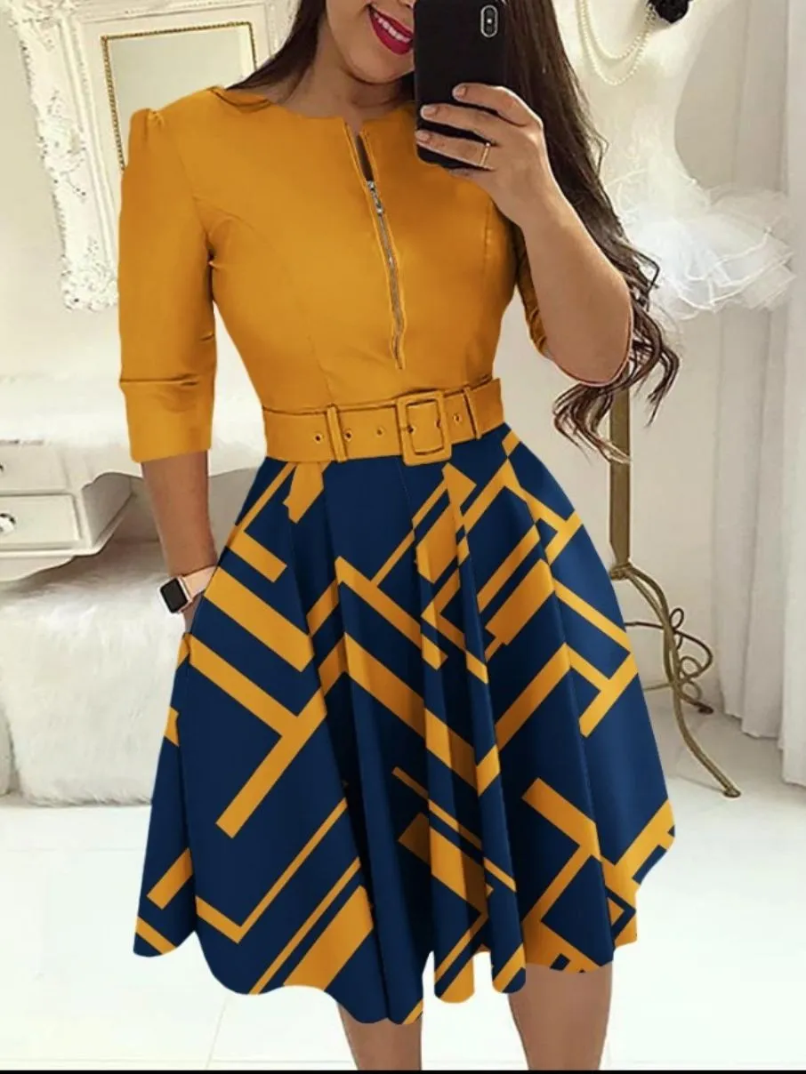 Women's Fashion Chic Long Sleeve Dress With Belt 7 Women's Fashion Chic Long Sleeve Dress With Belt - Image 5