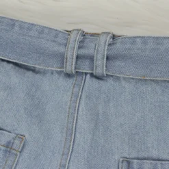High Waist Belt Denim Pants