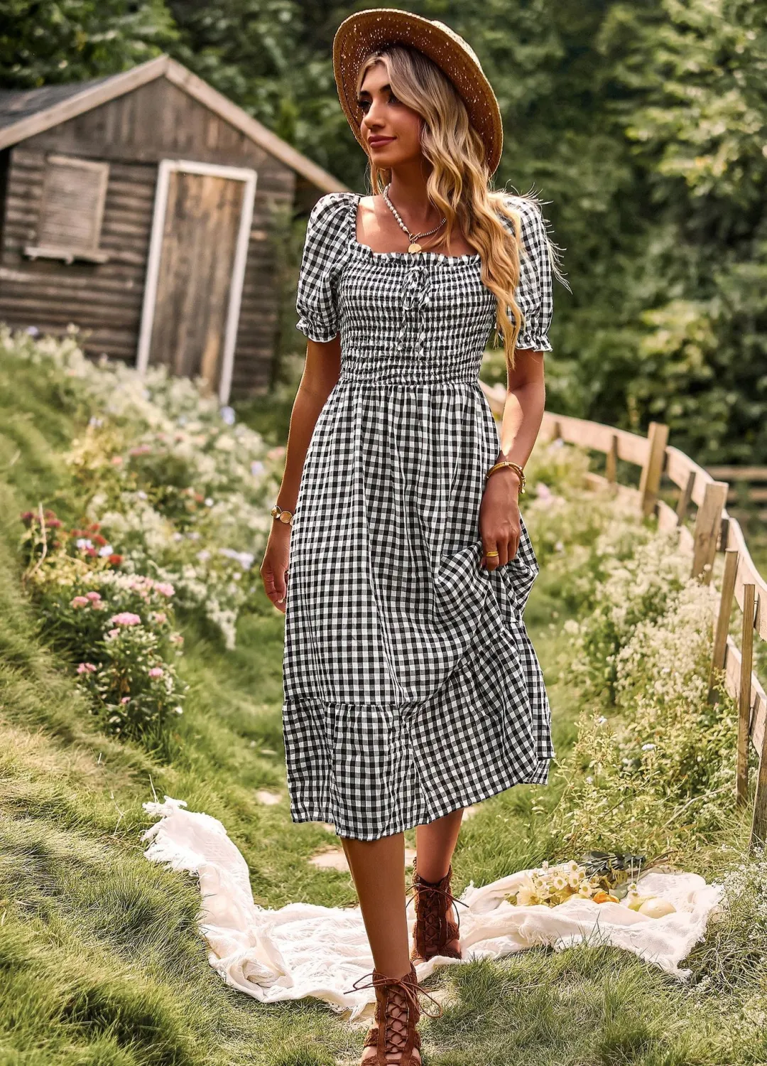 Women Holidays Off Shoulder Plaid Dress 11 Women Holidays Off Shoulder Plaid Dress - Image 9