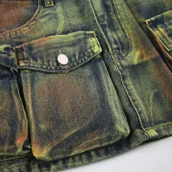 Distressed Multi-Pocket High-Waist Denim Mini Skirt Asymmetrical Leg-Length A-Line Skirt -Women Fashion Shop 7ba0b74cd830297c