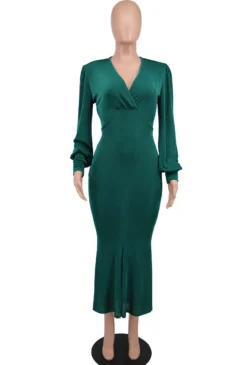 Women Spring V Neck Long Sleeve Dress -Women Fashion Shop 7d63bbc3067b06ba