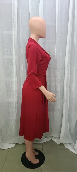 Women's Printed Turndown Collar Lace-Up Dress -Women Fashion Shop 7dadd2f0a41a6ee9