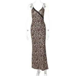 Women Summer Sexy V-neck Leopard Print Backless Strap Dress -Women Fashion Shop 7df5bc8fa9af0945