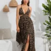 Women Leopard V-Neck Strap Maxi Dress -Women Fashion Shop 7e84f2c483354973
