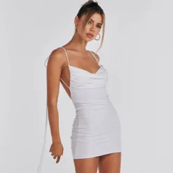 Women Summer Sexy Backless Ruched Tie Bodycon Dress -Women Fashion Shop 7f23a1244e7b2331