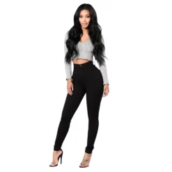 Women's Stretch Tight Fitting High Waist Washed Denim Pants -Women Fashion Shop 7fb1d5c803eb0bd0