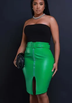 Women Casual Slit High Waist Pu Leather Skirt -Women Fashion Shop 800f2f32c5cb665e