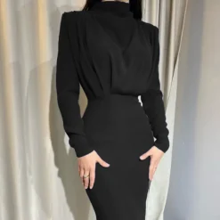 Women Fall Trendy Solid Long Sleeve Dress -Women Fashion Shop 814b3edee8c1f3df