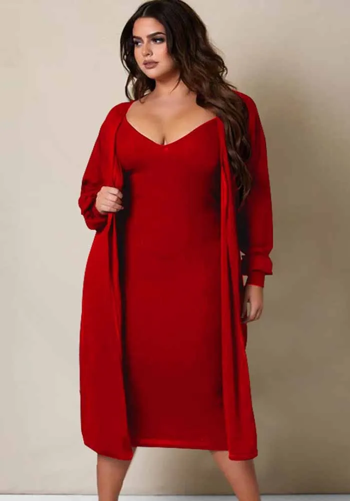 Women's Fall Ribbed V-Neck Long Sleeve Solid Casual Two Piece Dress Suit 20 Women's Fall Ribbed V-Neck Long Sleeve Solid Casual Two Piece Dress Suit - Image 18