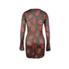 Women's Red Lip Print See-Through Mesh Club Dress -Women Fashion Shop 81649178010b048e