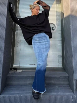 Women Blue Gradient High Waisted Bodycon Slit Skirt 19 Women Blue Gradient High Waisted Bodycon Slit Skirt -Women Fashion Shop 81c11aeadf167d37