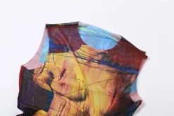 Spring Women's Fashion Print Mesh Hollow Round Neck High Waist Slim Dress -Women Fashion Shop 82282d9914f130f5